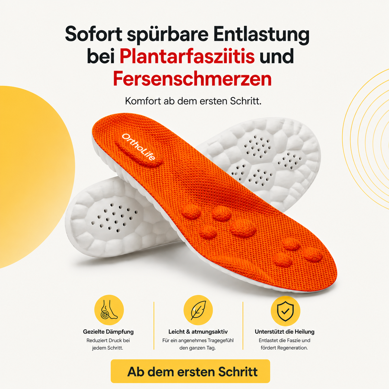 Entlastungssohlen bei Fersenschmerzen & Plantarfasziitis